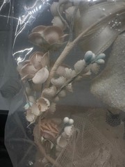Vintage Deco Wedding Cake Topper Bells, Roses, Lace, Bride & Groom Original Box
