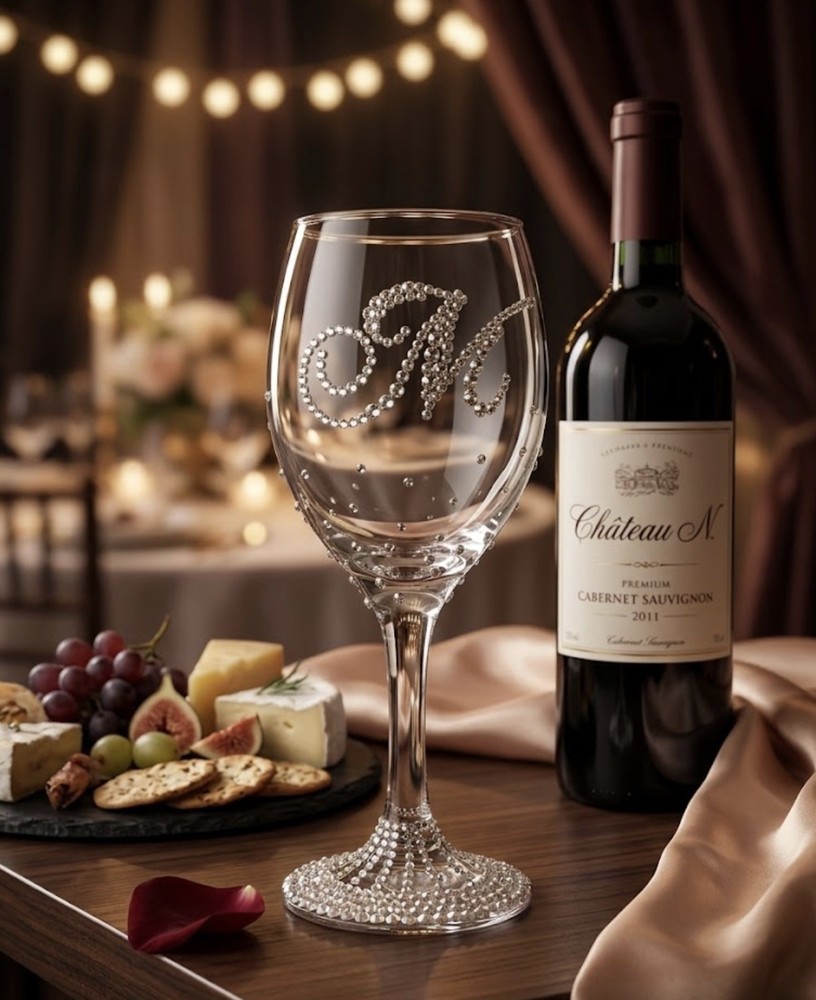 Gorgeous, New wine glass made with Swarovski Crystals. Weddings, brides, bridal.