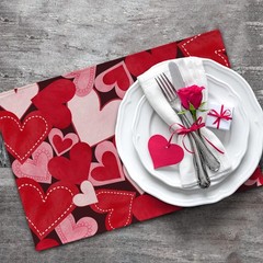 Seliem Red Pink Love Hearts Placemats Set of 4, 12»X18»,