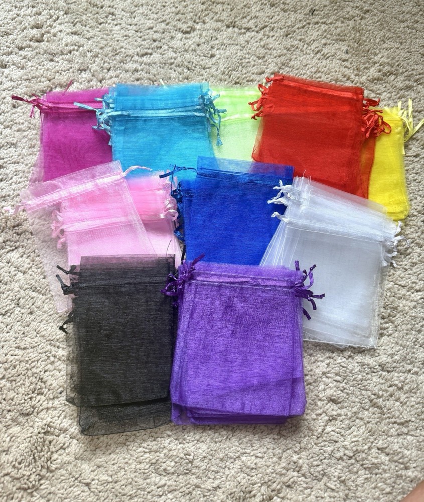 Multicolor Organza Pouches 80 Party Wedding Favors Jewelry Gift 4×4 Bags New