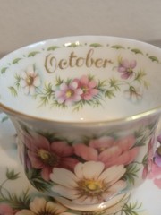 Royal Albert October Cosmos Teacup and Saucer: 1970 England Bone China-Mint