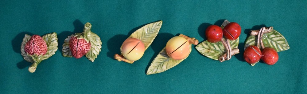 Six Japanese Hand Crafted Ceramic Fruit Place Card Holders