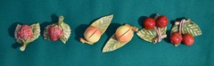 Six Japanese Hand Crafted Ceramic Fruit Place Card Holders