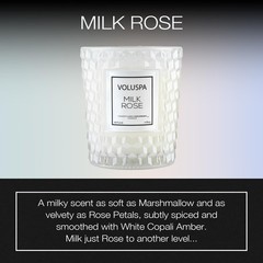 Voluspa Milk Rose Classic Candle Jar 6.5 Ounces 40 Hour Burn Time Coconut Wax