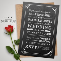 Personalised Wedding Day / Evening Invitations with Envelopes (W1)