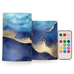 Blue Marble Flameless Candles with Remote Control and Timer, Adjustable