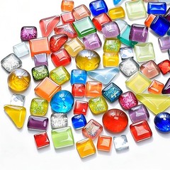 120 pcs Mosaic Tiles, CNYMANY Mixed Irregular Shapes Glitter Mosaic Glass Pie…