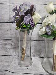 Wedding Table Centerpieces, Reception Centerpieces, Vintage, Dusty Purple, Ivory