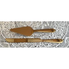 Weddingstar Cake Topper Lefton China Bowl Einsley Gold Tone Knife and Server Set