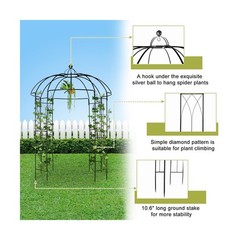Outvita Garden Arch Arbor, Heavy Duty Metal Pergola Pavilion Trellis Birdcage…