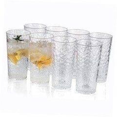24-ounce Plastic Tumblers, Acrylic Drinking Glasses High-Balls, set of 8 Clear