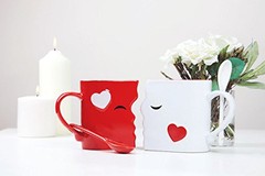 Kissing Mugs Set, Anniversary & Wedding Gifts, Exquisitely Crafted Two Large