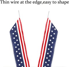 2 Pack 4th of July Decor Bow for Wreath,Red White Blue Stripe Stars Tree Topper
