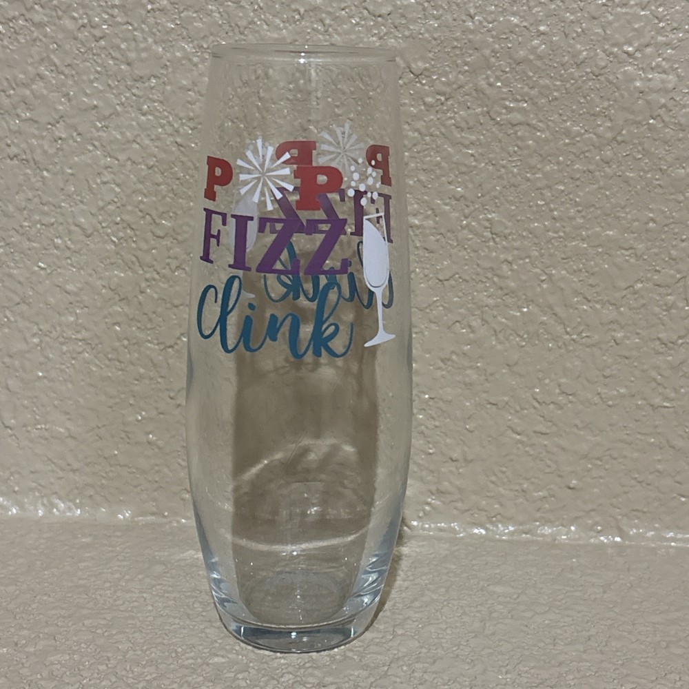 “Pop Fizz Clink” Cristar Champagne Clear Glass Flute Glass 9.6oz