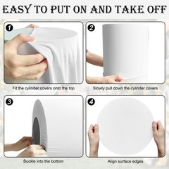 Set of 5 – White Cylinder Pedestal Stand Covers, Spandex Cylinder Stand Covers f