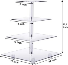 Luxury Cupcake Stand – LED Light Included – Premium Acrylic – Holds 52 Cupcakes