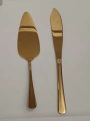 Wedding Cake Cutting Set Elegant Knife Server Pie Cutter Spatula Gold