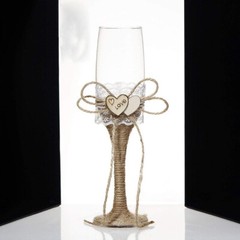 4 Pcs Set Rustic-Style Wedding Cake Knife and Server Set with Champagne Glasses