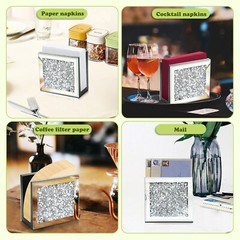 Crystal Crushed Diamond Mirrored Napkin Holder,Mirrored Vertical Holder, Cute…