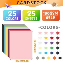 8.5″ X 11″ Colored Cardstock, 25 Colored Construction Paper Card Making Suppl…