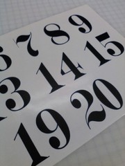 Wedding Table Numbers 1-10, 15, 20, or 25 Centerpiece Vinyl Sticker Decals (a)