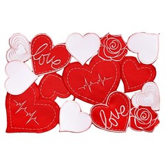 6 Pcs Embroidered Valentine’s Day Placemats Applique 11 x 17 Inch Heart