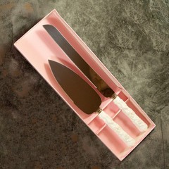 Vintage Sheffield England Bridal Wedding Cake Knife & Server Set Dove Rose