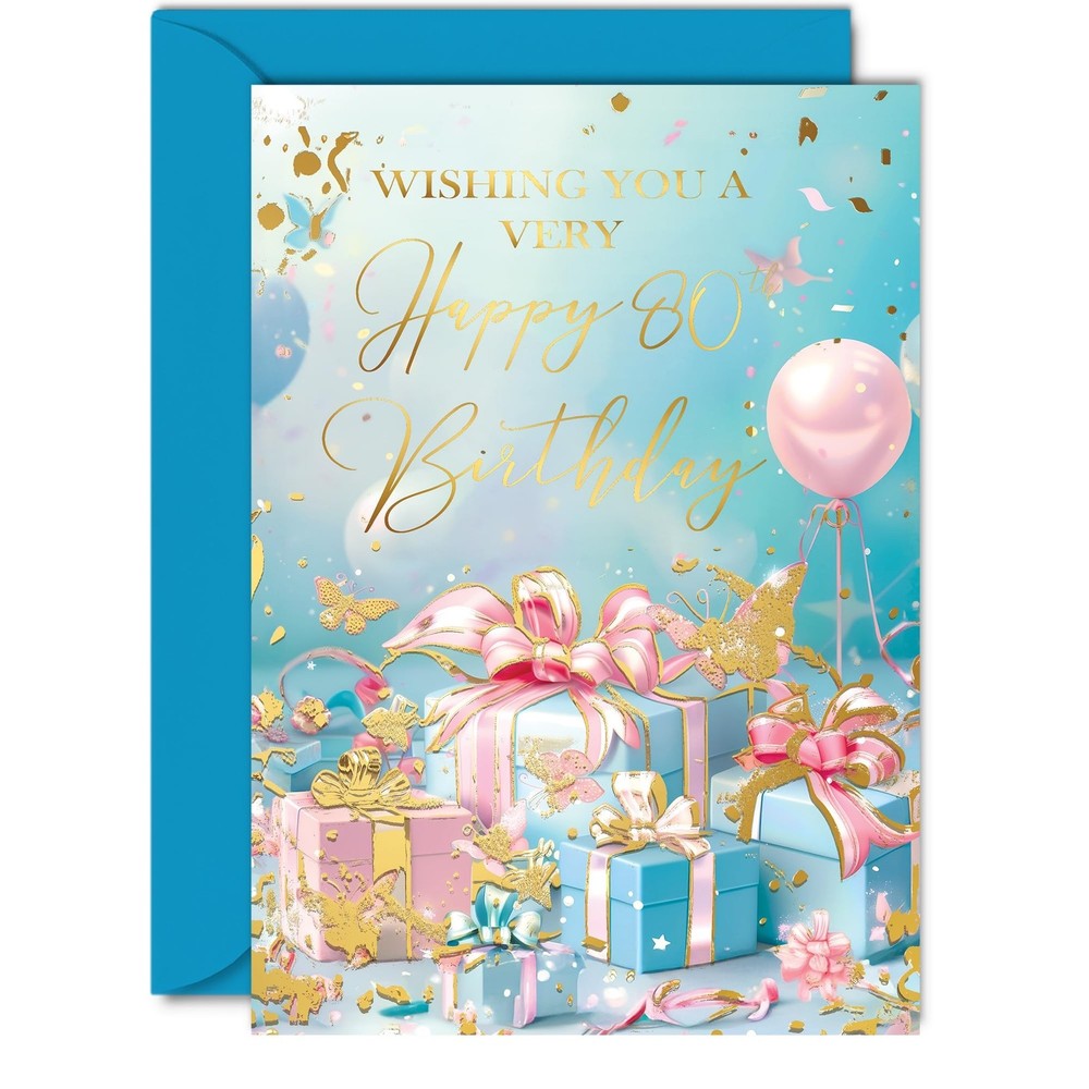 Beautiful Gold 80th Birthday Cards for Women Men – Fantastic Golden Presents …
