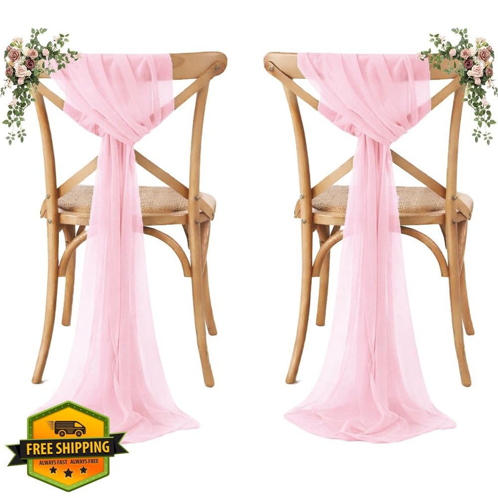 MDS 50pk Blush Pink Chiffon Chair Sashes Bows