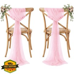 MDS 50pk Blush Pink Chiffon Chair Sashes Bows