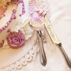 Wedding Cake Knife and Server Set Rose Gold Cake Cutting Set for Wedding Delu…
