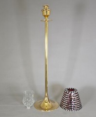 Candle Lamp Red Mosaic Shade on Brass Candle Holder&Votive Set/2 7″D 29.5″High