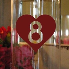 Wedding Table Numbers 1-10,15, 20, or 25 Vinyl Sticker Decals Hearts (b)