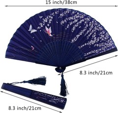 Bantoye 2 Pieces Handheld Fans, Silk Folding Fans with Bamboo Frames for…