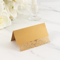50 GOLD Paper Table Name PLACE CARDS Laser Cut Leaf Vine Design Party Events