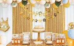 Gold Sequin Backdrop Curtain Panels Stage 2 Pieces 2FTx8FT Wedding Party Back…