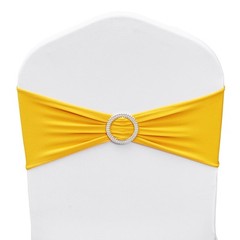 VEVOR 50PCS Gold Stretch Spandex Chair Sashes Elastic Band Wedding Party Dining