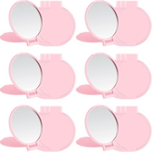 Pieces Compact Mirrors Bulk, Mini Folding Pocket Mirrors for Purse, 12 Pink