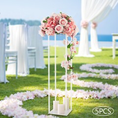 5Pc Acrylic Floor Vase Column Clear Flower Stand Geometric Centerpieces Vase 39″