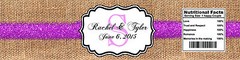 100 Burlap Pink Glitter Monogram Wedding Water Bottle Labels Anniversary Party