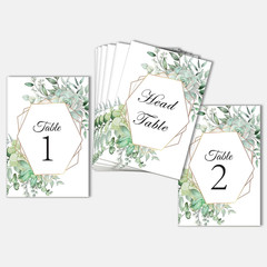 26 Pieces Wedding Table Numbers Cards 1-25 with Head Table Numbers – Eucalyptus