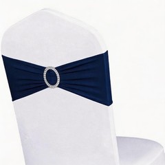 Wensinl Pack Of 100 Spandex Navy Blue Chair Sashes Bows Elastic Chair Bands