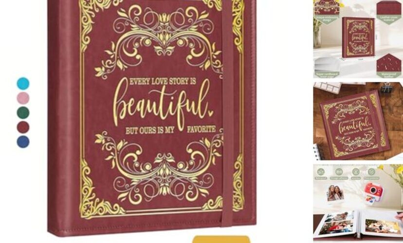 Valentine Day Gift for Couple,Love Story Magnetic Self Album Love Story-Brown