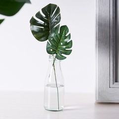 6 BLACK Monstera ARTIFICIAL LEAVES Tropical Greenery Stems Wedding Decorations