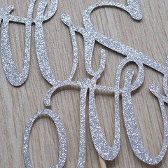 Silver Glitter Mr and Mrs Cake Topper – Wedding, Engagement, Wedding Annivers…