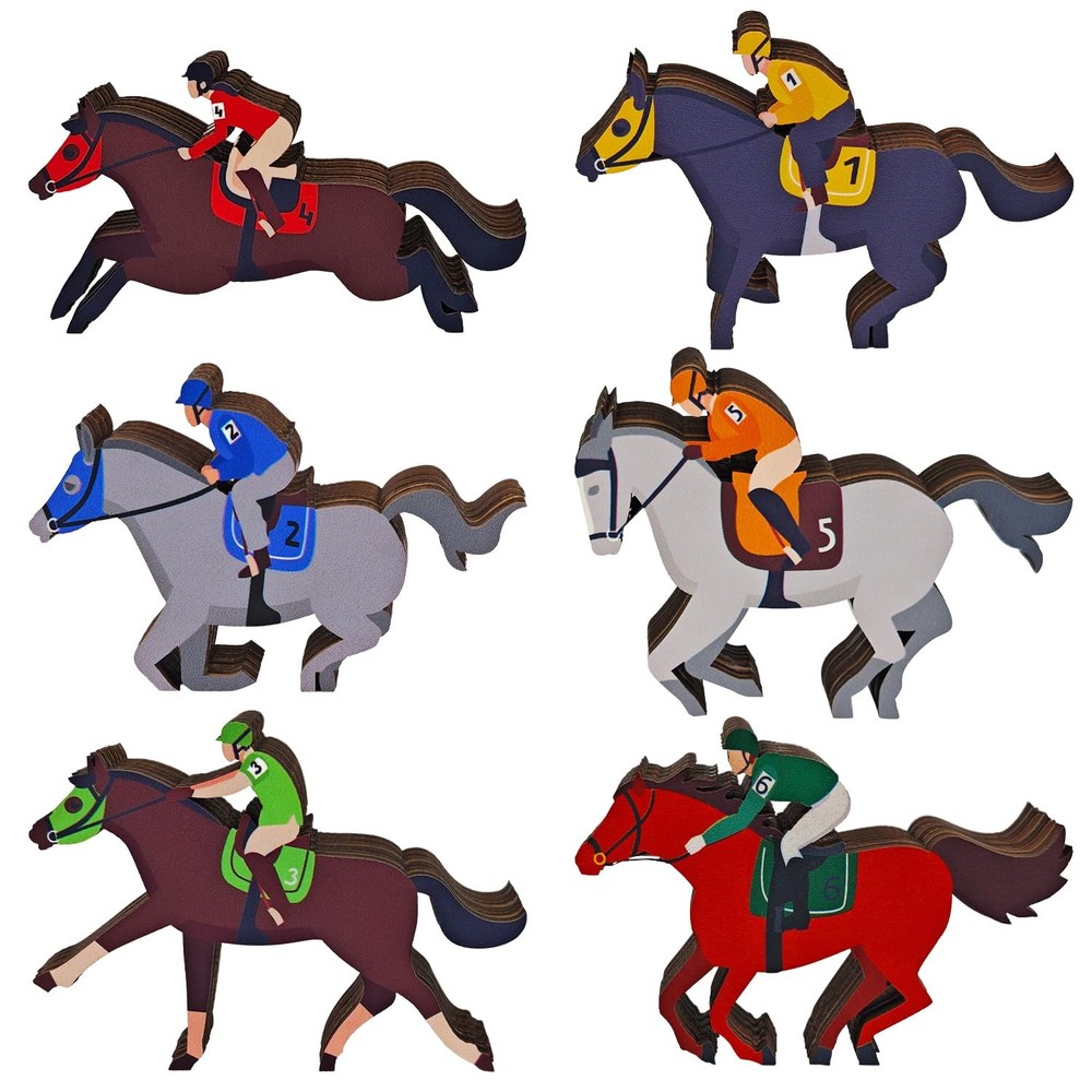 6pcs Horse Party Decorations Wooden Table Centerpieces Double Multicolor