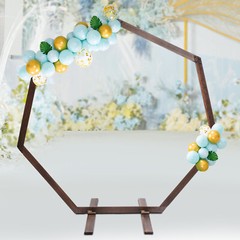 Polygonal Wooden Wedding Arch Flower Frame Backdrop Stand Birthday Venue Arbor