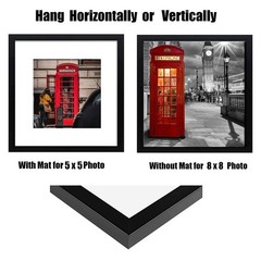 8×8 Picture Frame Set of 6, Display Pictures 5×5 with Mat or 8×8 Without Mat …