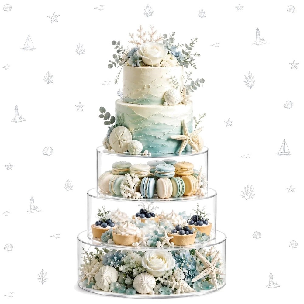Clear Fillable Cake Stand Set for Parties, 3 Sizes