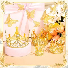 Gold Crowns for Flower Bouquets with Butterflies and Pins Wedding Party Decor